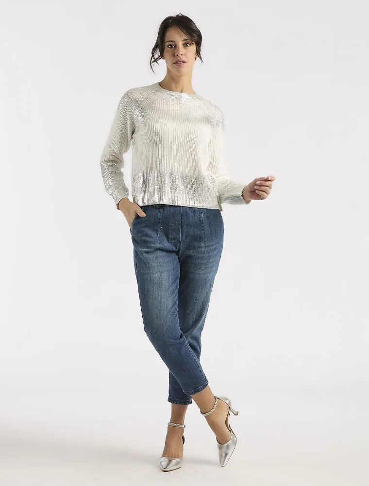Pullover Manica Lunga Le Streghe - Bianco Argento